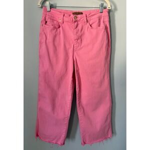 Judy Blue Wide Leg Cropped Frayed Hem Jeans Size 11/30 High Rise Garment Dyed